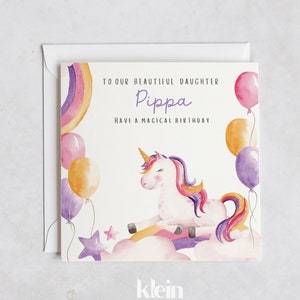 Biglietto personalizzato per il 2°, 3° e 4° compleanno, Celebrazione dell'unicorno, Biglietto per l'unicorno per il 3° compleanno, Biglietto di compleanno per la nipote e la nipote