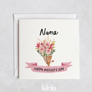 Tarjeta del Día de las Madres Felices, Tarjeta del Día de las Madres con Flores, Tarjeta del Día de las Madres Nana, Tarjeta para la Abuela, Tarjeta Especial para el Día de las Madres