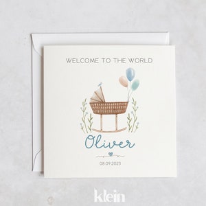 Novo cartão de bebê personalizado, novo cartão de bebê, cartão de boas-vindas ao mundo, cartão de nascimento de menina