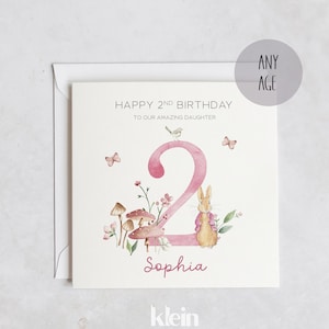 Personalised 2nd Birthday Card, Girl 2nd Birthday Card, Happy First Birthday Card, Daughter First Birthday