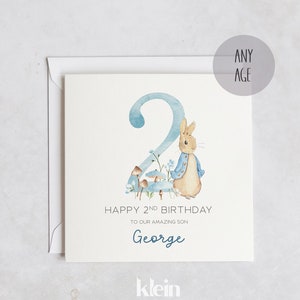 Gepersonaliseerde 2e verjaardagskaart, jongen 2e verjaardagskaart, gelukkige eerste verjaardagskaart, zoon eerste verjaardag