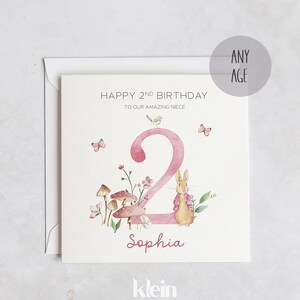 Carte d'anniversaire personnalisée 1er 2ème 3ème pour nièce fille petite-fille, Peter Rabbit 2ème carte d'anniversaire