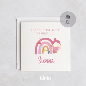 Biglietto personalizzato per 2°, 3° e 4° compleanno, Biglietto di compleanno per ragazze, Biglietto fata per il 2° compleanno, Biglietto di compleanno per nipote e figlia