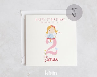 Personalized Fairy Birthday Card, Girl 2nd 3rd 4th Birthday