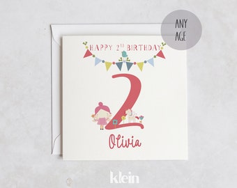 Personalized Fairy Birthday Card, Girl 2nd 3rd 4th Birthday
