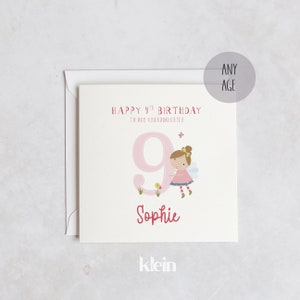 Personnalisé 2ème 3ème 4ème carte d'anniversaire, carte d'anniversaire de filles, carte de fée pour le 2ème anniversaire, carte d'anniversaire de petite-fille de fille de nièce