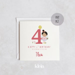 Biglietto personalizzato per 2° 3° 4° compleanno, Biglietto di compleanno per ragazze, Biglietto fata per il 4° compleanno, Biglietto per nipote figlia nipote 4° compleanno