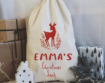 Personalised Christmas Santa Sack, Cotton Christmas Eve Bag