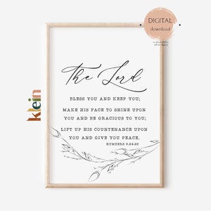 Numbers 6:24-26 print, The Lord bless You and keep You, Bible verse PRINTABLE, INSTANT DOWNLOAD, The Lord bless you printable
