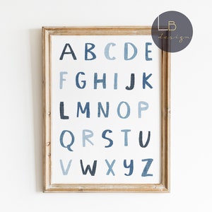 Alphabet nursery print, ABC poster, Educational, Kids room poster, Ocean nursery decor, Classroom decor, Playroom decor, Boys room decor