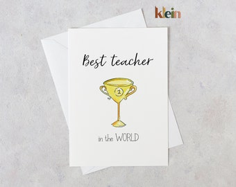 Best teacher in the world card, Teacher card, Teacher thank you card, Teaching assistant card, Card for teacher