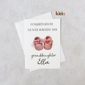 Gefeliciteerd met je nieuwe kleindochter, gepersonaliseerde kaart voor nieuwe kleindochter, kaart voor nieuwe grootouders, kaart voor pasgeborene