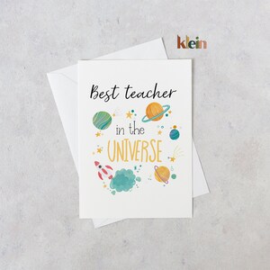 Tarjeta del mejor maestro del universo, Tarjeta del maestro, Tarjeta de agradecimiento al maestro, Tarjeta de asistente de enseñanza, Tarjeta para maestro,