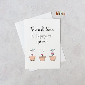 Merci de m'avoir aidé à grandir, carte de professeur, carte de remerciement de professeur, carte d'assistant d'enseignement, cadeau de fin d'année pour enseignant