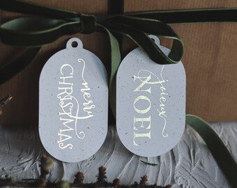 Gold Foil Christmas Gift Tags, Handmade Set of 8