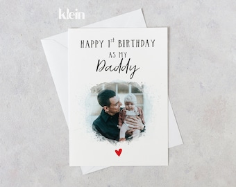 Personalized 1st Birthday Card for Dad, Photo Card From Baby