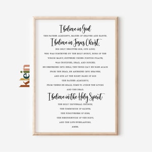 The Apostles Creed Print, Apostles creed prayer, Christian prayer print, Christian print, Christian gift