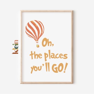 Dr Seuss quote nursery print, Dr Seuss nursery decor, Dr Seuss kids room decor, Oh the places you'll go print, Places you'll go print