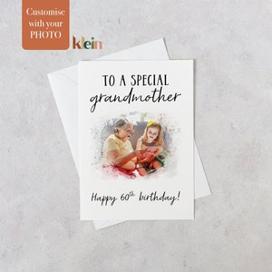 An eine besondere Großmutter Happy 60. Geburtstagskarte, Aquarell Foto Geburtstagskarte, Personalisierte Geburtstagskarte