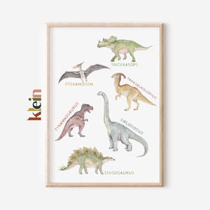 Grabado de dinosaurios, Póster de dinosaurios, Arte mural de dinosaurios, Tema de guardería de dinosaurios, Grabados de viveros, Arte de pared de vivero de dinosaurios, Impresión de T-rex
