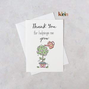 Tarjeta de agradecimiento por ayudarme a crecer, Tarjeta para maestro, Tarjeta de agradecimiento para maestro, Tarjeta para asistente de enseñanza, Tarjeta para maestro