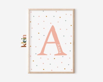 Personalised Pink Letter Print, Nursery Initial Art