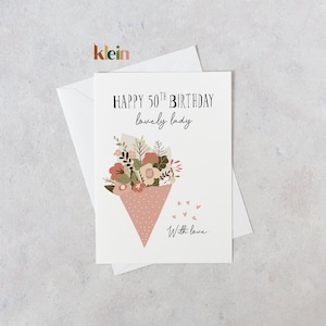 Happy Birthday Lovely Lady, 50. Geburtstagskarte für Frauen, 80. Geburtstagskarte, personalisierte Geburtstagskarte