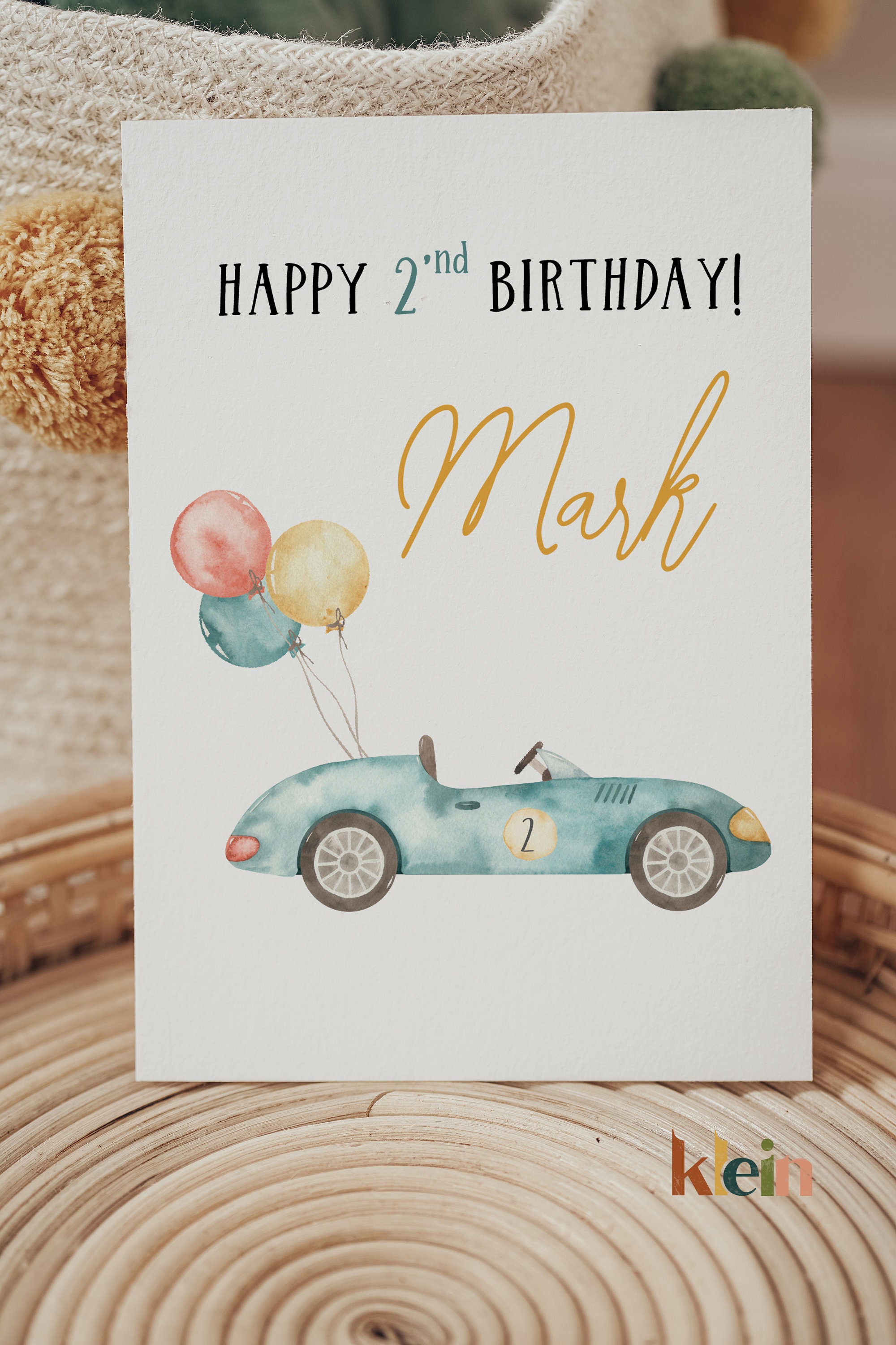 Biglietto auguri compleanno con macchina - Mamma e Bambini