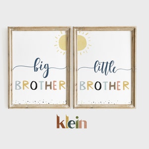 Set of 2 prints, Big brother print, Little brother print, Boys room decor, Colourful art, Nursery prints