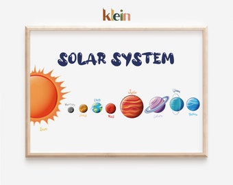 Solar System Print, Planets Wall Art, Kids Room Decor