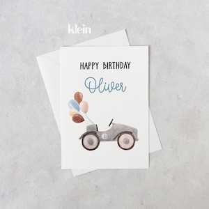 Jongen 1e verjaardagskaart, vintage auto verjaardag jongen, gepersonaliseerde 1e verjaardagskaart, happy first verjaardagskaart, elke leeftijdskaart