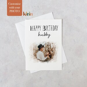 Gelukkige verjaardag manlief kaart, Aquarel foto verjaardagskaart, Aangepaste foto verjaardagskaart, Gepersonaliseerde verjaardagskaart, Verjaardagskaart voor man