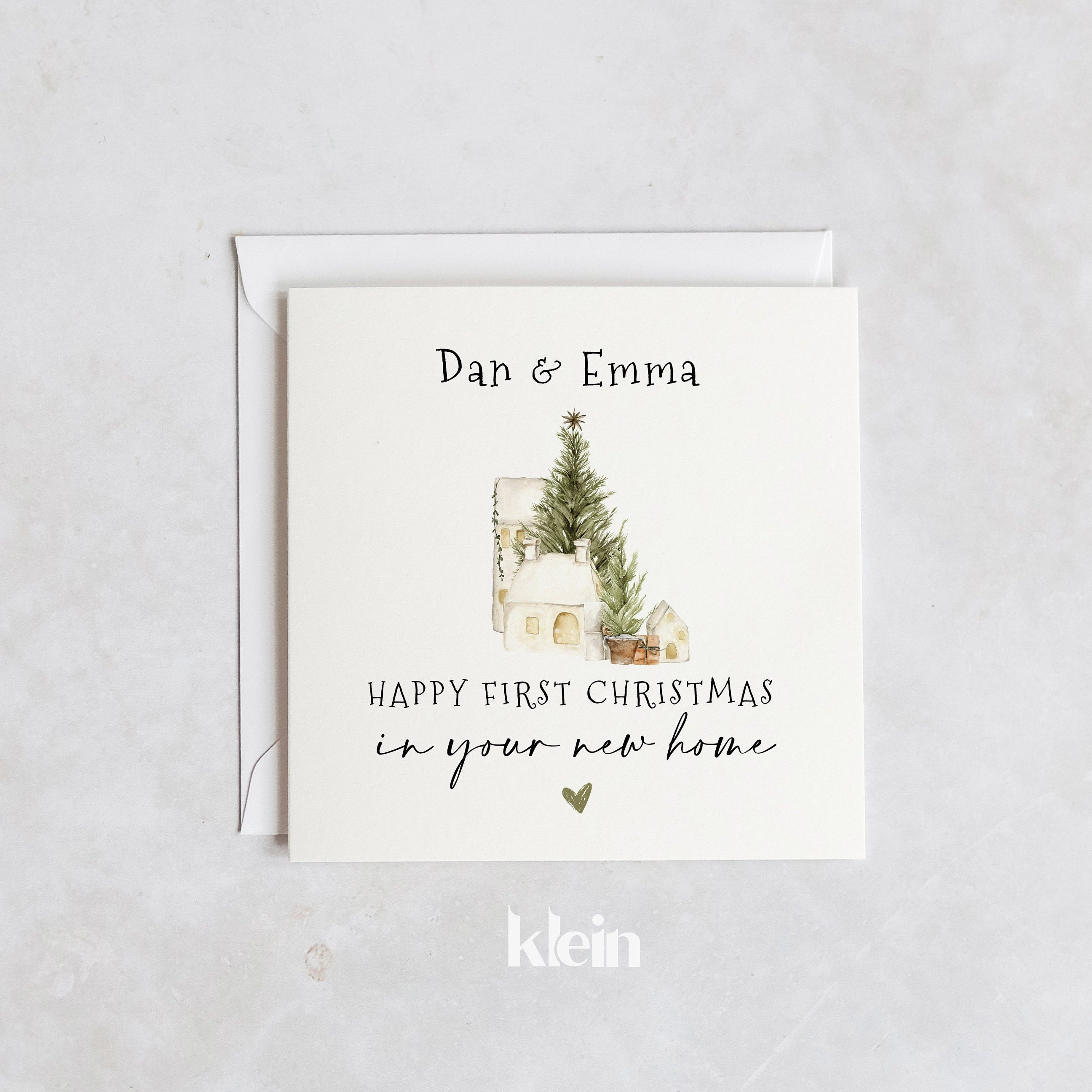 Tarjeta De Primera Navidad En Casa Nueva - Personalizada Hecha A Mano (6"x6")