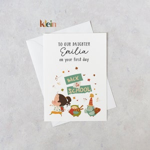 Para nossa filha no seu primeiro dia de aula, cartão de primeiro dia de aula, cartão escolar de filha, cartão de retorno às aulas, cartão e envelope