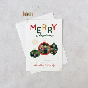Ik wens u het geschenk van het geloof en de zegen van de hoop, aangepaste foto kerstkaart, kerst globes kaart