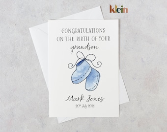 Personalised New Grandson Card, A6 Baby Announcement