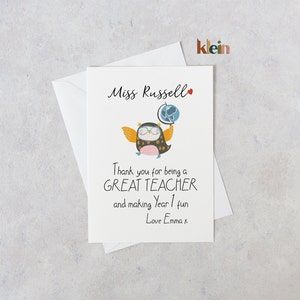 Grazie per essere un grande insegnante, biglietto personalizzato con nome dell'insegnante, biglietto per l'insegnante, biglietto di ringraziamento per l'insegnante, biglietto per l'assistente all'insegnamento