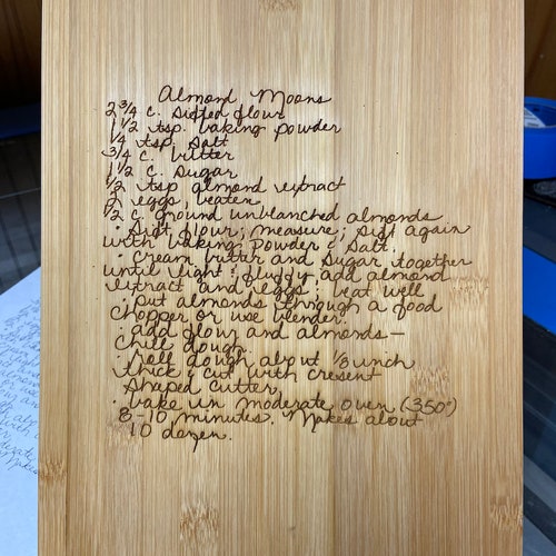 Handwritten Recipe Cutting Board Grandmas Recipe Moms Etsy
