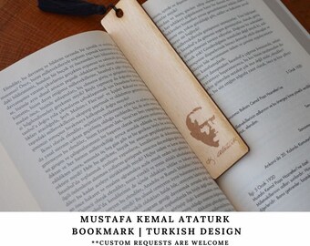 Ataturk Themed Wooden Bookmarks, Personalized Turkish Souvenir Bookmarks, Custom Engraved Wood Bookmarks, Mustafa Kemal Ataturk