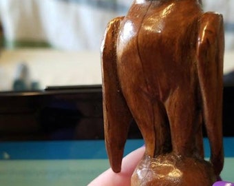 hand carved wood falcon Figurine