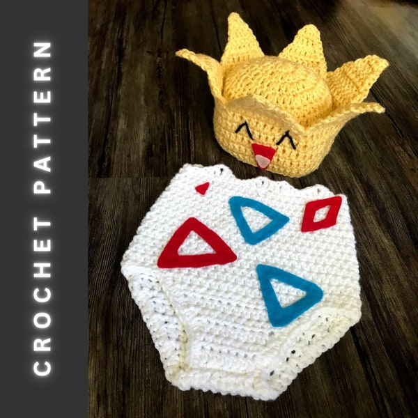 Crochet PATTERN ONLY, baby Togepi crochet costume. For all sizes newborn-12 months