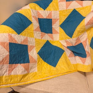 Set of two quilts, yellow and blue quilts cotton Twon size