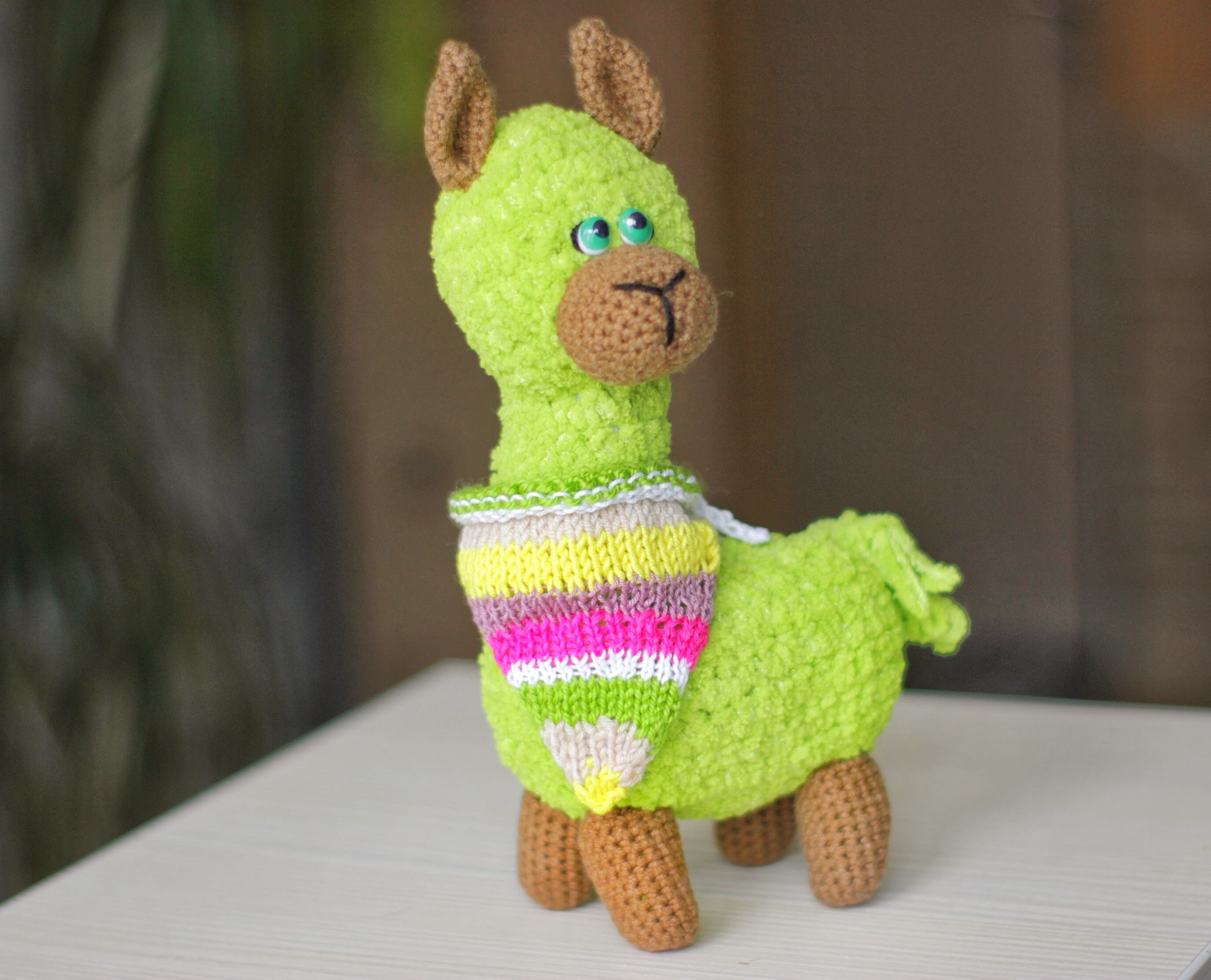 Knitted funny llama cute stuffed animals plush green Alpaca | Etsy