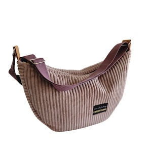 Halbrunder Shopper aus Cord, Schultertasche für Frauen, Umhängetasche