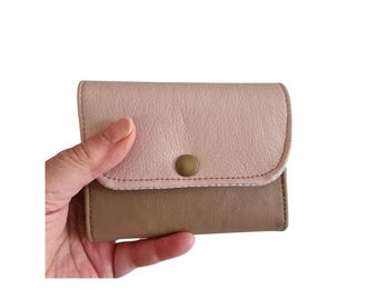 Small faux leather wallet – mini purse in nude/rose with card slots