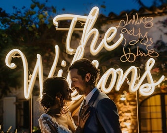 Handwriting Wedding Neon Sign, Family Name Led Light, Last Name Sign Night Light Home, Wedding Engagement Party Backdrop, Wall Decor Art