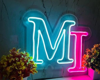 Initials LED Neon Sign, Custom Two Letters Neon Sign Bedroom, Wedding Neon Sign, Personalized Home Decor, Initial Name Sign For Engagement