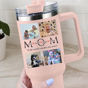 Foto 40 Unzen Becher, benutzerdefinierte Foto 40 Unzen Thermobecher mit Strohhalm, Muttertagsbecher, personalisierte Tasse, Familienerinnerungen, Geschenk für Oma