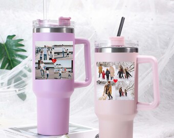 Photo 40oz Tumbler, Custom Collage Tumbler Cup with Straw, Mother‘s Day Tumbler, Personalized Picture Mug, Family Memories, Gift for Grandma