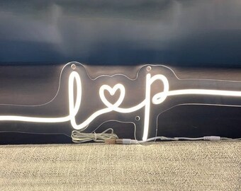 Personlized Handwriting Initials Neon Sign for Home Decor, Custom Initials Heart Neon Wedding Sign, Couple Initials LED Light, Anniversary